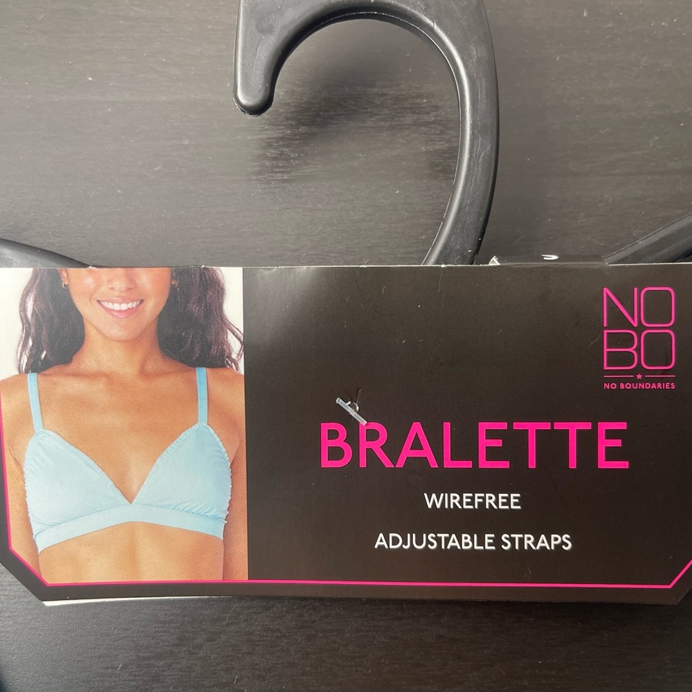 NWT No Boundaries Wirefree Bralette Aqua Blue Adjustable Straps Size S - Picture 3 of 4